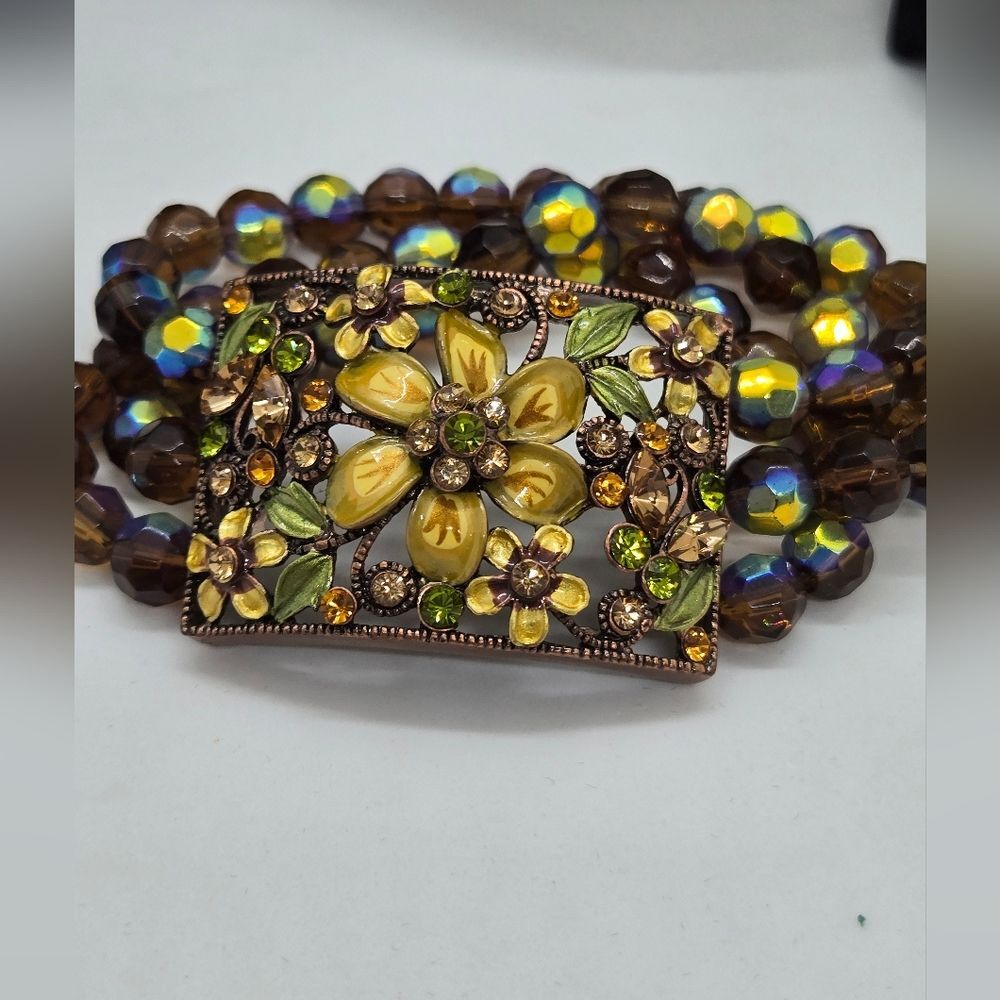 Joan Rivers Enamel Crystal stretch Bracelet 3 Strand - Picture 6 of 9